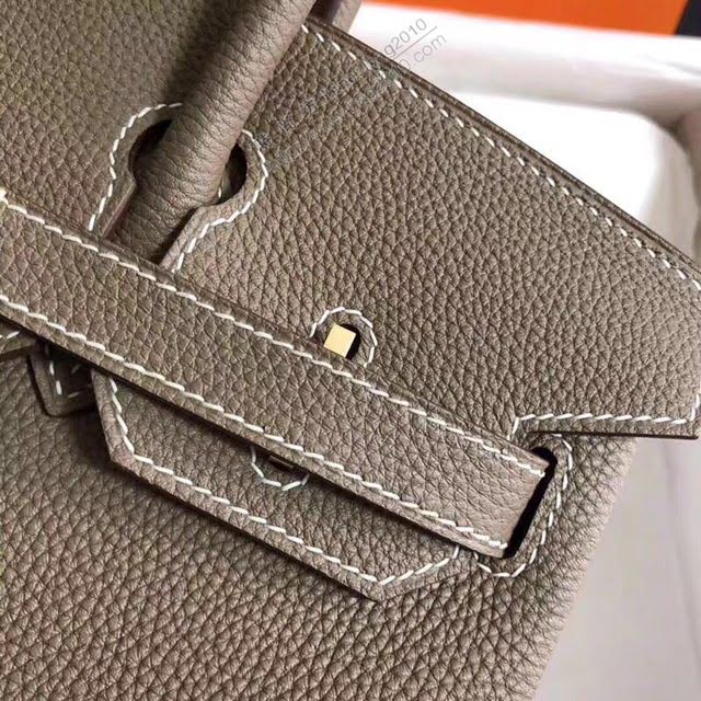 Hermes女包 愛馬仕Birkin Hermes鉑金包 togo小牛皮 大象灰 蠟線半手工縫製  am1713